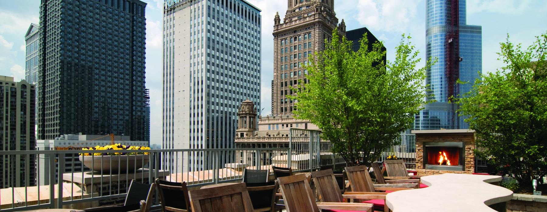 a group of tables and chairs outside