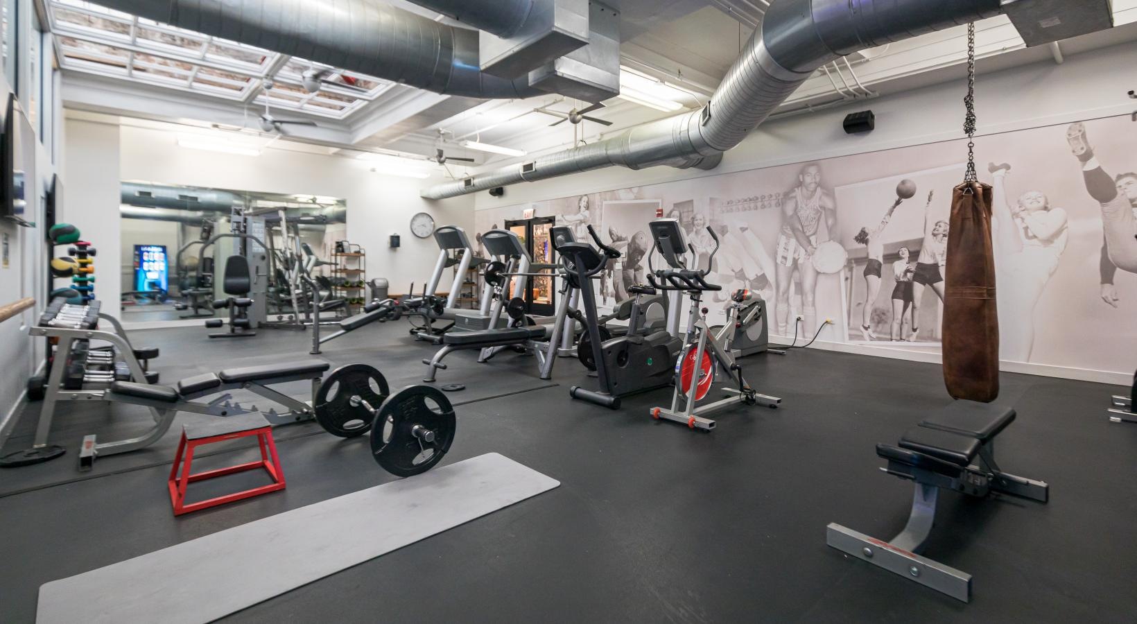 a room with exercise equipment